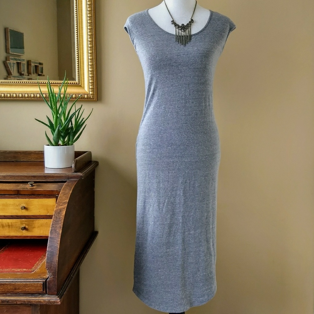 Monrow Grey Cap Sleeve Jersey Midi Dress Size M